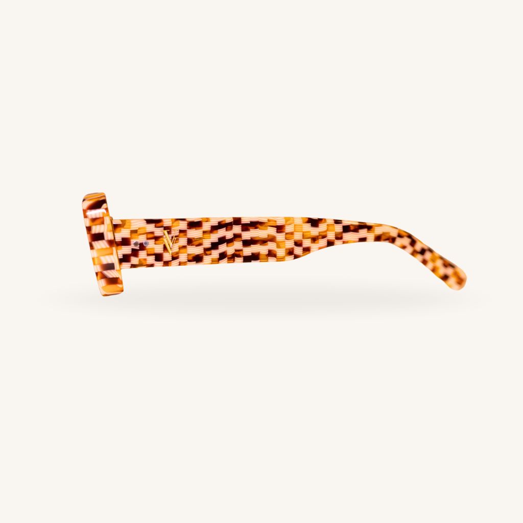 Checkmate Orange unisex sunglasses – bold square frame side view